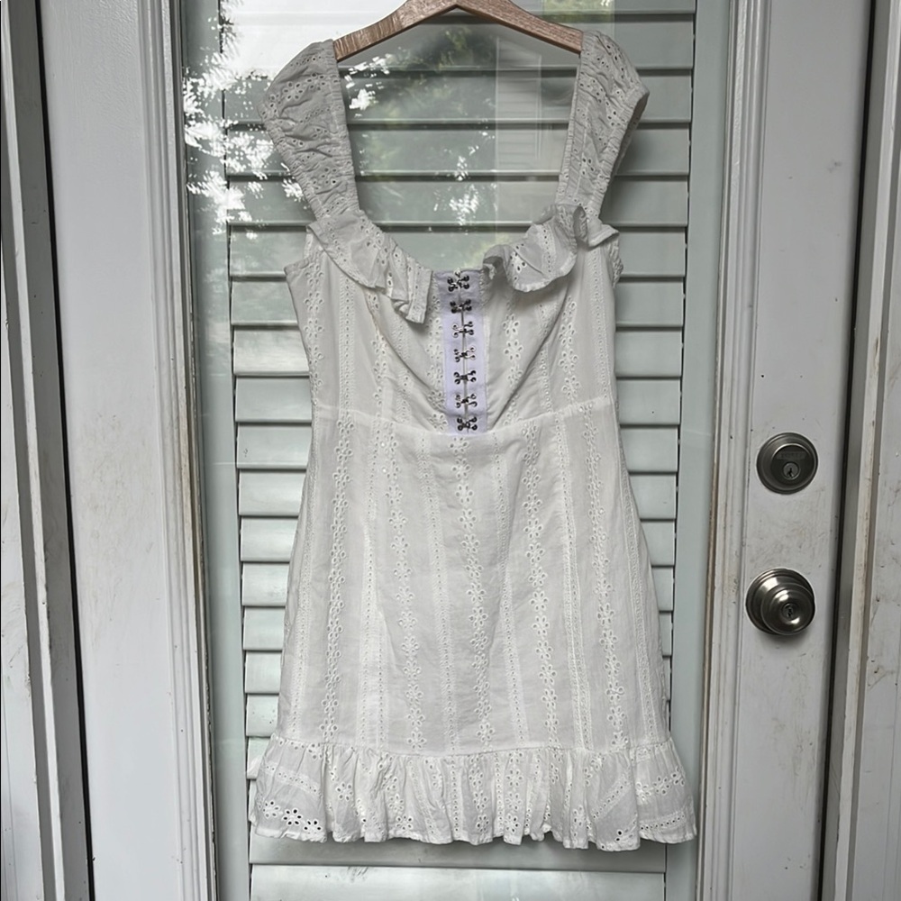 Cotton Candy White Eyelet Midi Dress